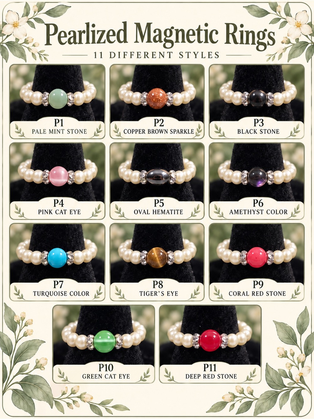 Pearlized Magnetic Ring - Pale Mint Stone